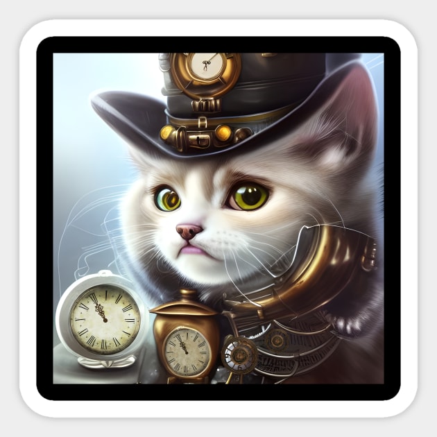 Cute little steampunk kitten Sticker by Nicky2342